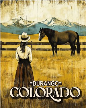 Cowgirl and Her Horse -  Durango Souvenir Art Print