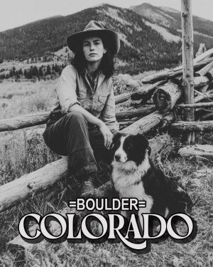 Cowgirl with Her Border Collie - Boulder Colorado Souvenir Art Print.jpg