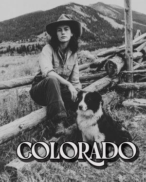Cowgirl with Her Border Collie - Colorado Souvenir Art Print