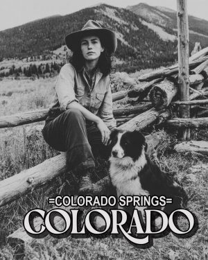 Cowgirl with Her Border Collie - Colorado Springs Souvenir Art Print