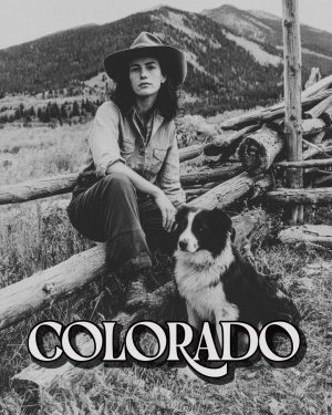 Cowgirl with Her Border Collie - Colorado Souvenir Art Print
