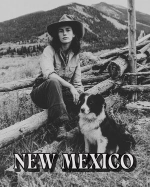 Cowgirl with Her Border Collie -  New Mexico Souvenir Art Print