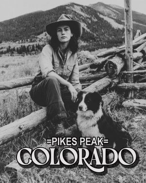Cowgirl with Her Border Collie -  Pikes Peak Souvenir Art Print