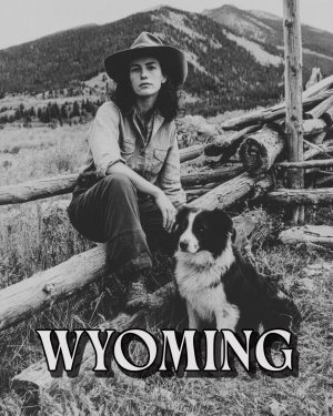 Cowgirl with Her Border Collie -  Wyoming Souvenir Art Print