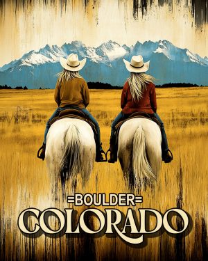 Cowgirls Riding in the High Country - Boulder Colorado Souvenir Art Print.jpg