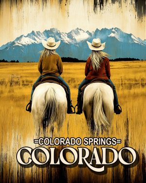 Cowgirls Riding in the High Country - Colorado Springs Souvenir Art Print