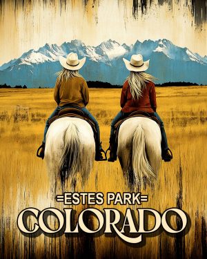 Cowgirls Riding in the High Country -  Estes Park Souvenir Art Print