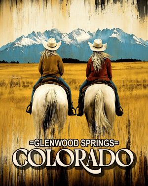 Cowgirls Riding in the High Country -  Glenwood Springs Souvenir Art Print