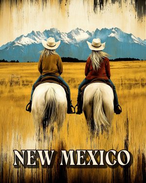 Cowgirls Riding in the High Country -  New Mexico Souvenir Art Print