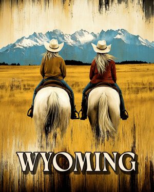 Cowgirls Riding in the High Country -  Wyoming Souvenir Art Print