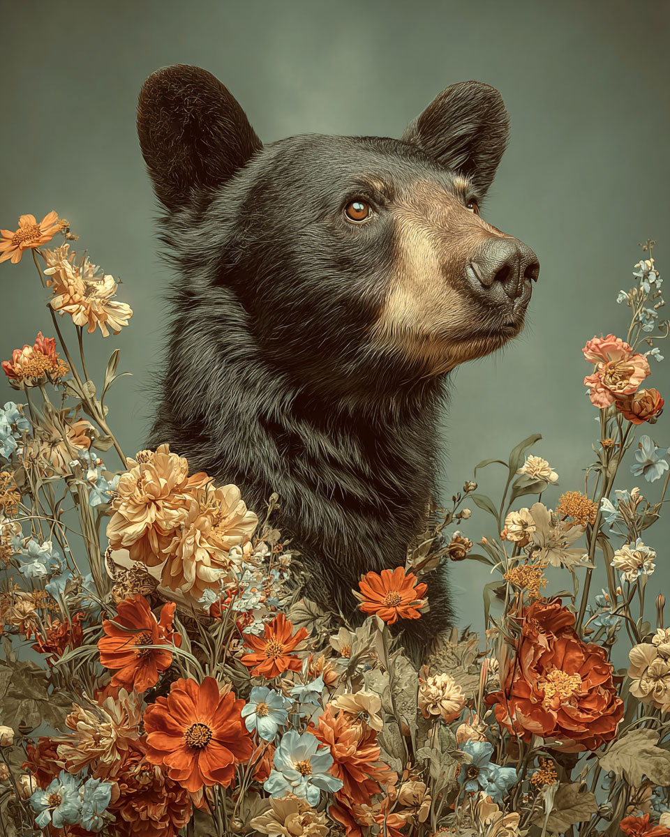 Curious Young Bear - Vintage Style Wildlife Art Print