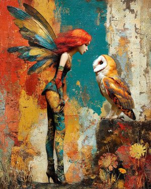 Dahlia Starpetal With Her Owl - Faires Art Print