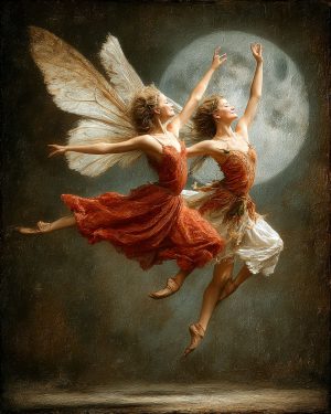 Dancing Under a Full Moon - Faires Art Print