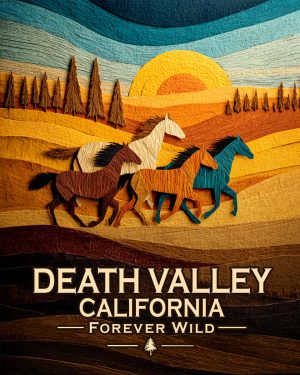 Death Valley California - Forever Wild Horse Scene Souvenir Art Print