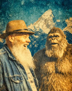 Do You Get that Feeling We're Being Watched? -  Funny Bigfoot Alien Artwork