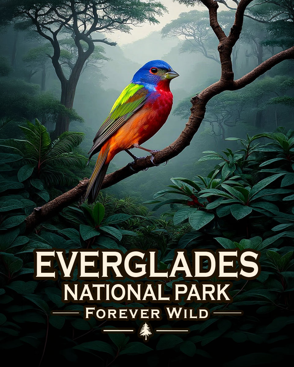 Everglades National Park Florida - Forever Wild - Painted Bunting Souvenir Art Print