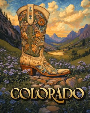 Fancy Cowgirl Boot - Colorado Souvenir Art Print