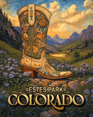 Fancy Cowgirl Boot -  Estes Park Souvenir Art Print