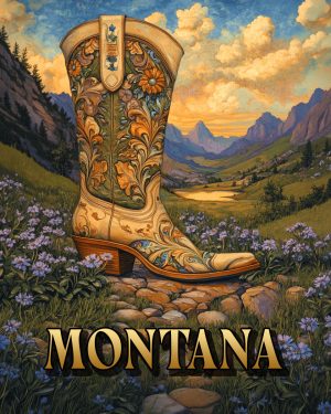 Fancy Cowgirl Boot -  Montana Souvenir Art Print