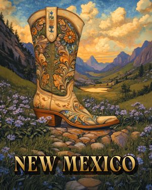 Fancy Cowgirl Boot -  New Mexico Souvenir Art Print