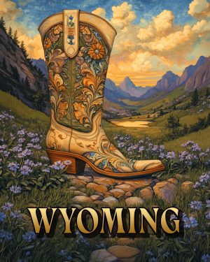 Fancy Cowgirl Boot -  Wyoming Souvenir Art Print