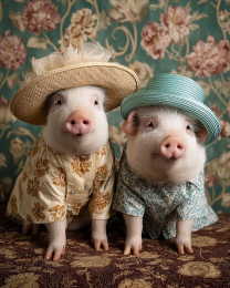 Finley & Parker from Charleston - Pig Art Print