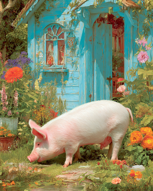 Pig in the Backyard Art Print