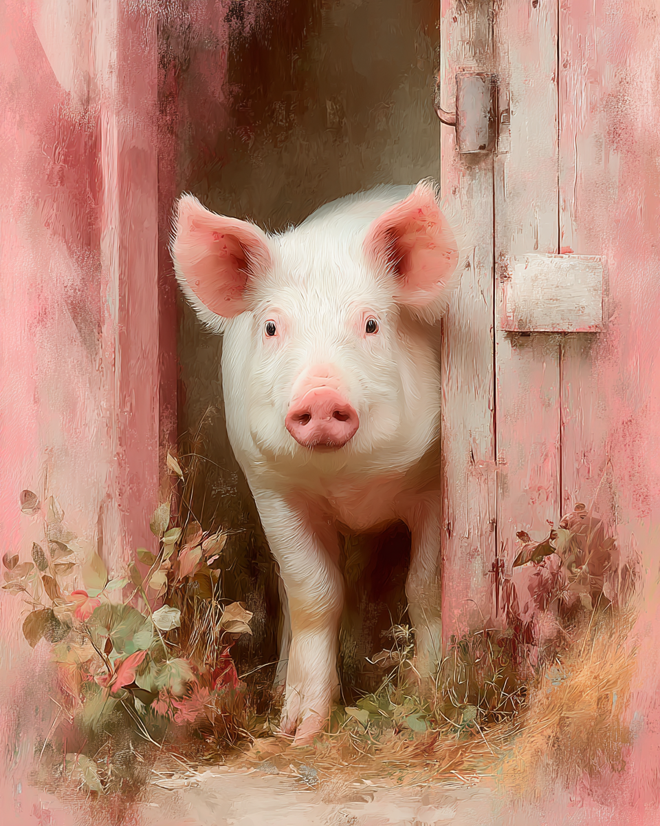 Cute Pink Pig Art Print