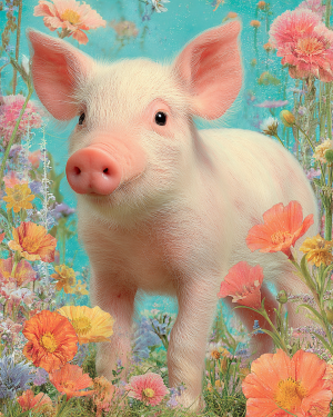 Piglet on a Bright Day - Pig Art Print