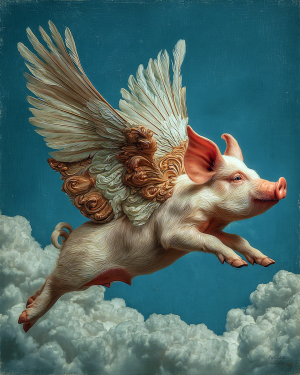 Nouveau Flying Pig Art Print