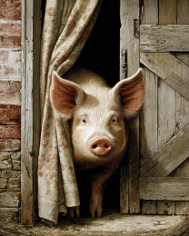 Pig in Doorway Art Print