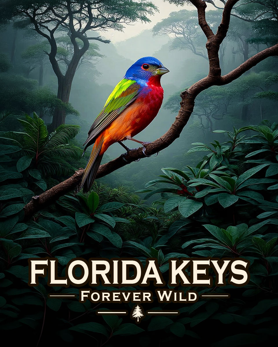 Florida Keys Florida - Forever Wild - Painted Bunting Souvenir Art Print