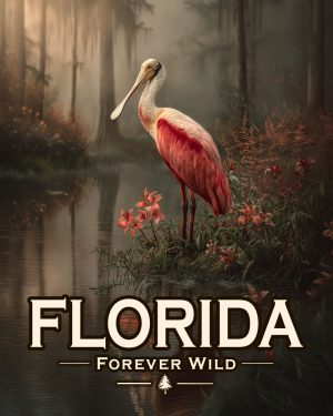 Florida - Forever Wild - Souvenir Roseate Spoonbill Art Print