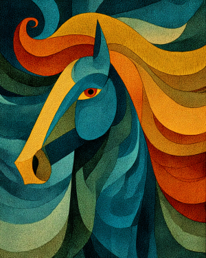 Folk Art Style Horse Mare
