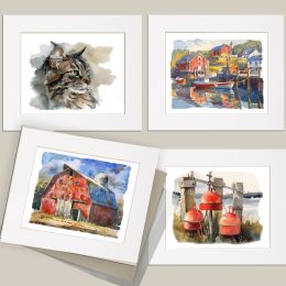 Four up charming watercolors