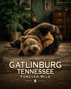 Gatlinburg Tennessee  - Forever Wild - Bear Playing on Rug