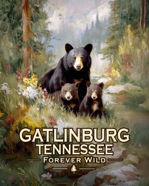 Gatlinburg Tennessee  - Forever Wild - Black Bear Mother and Cubs