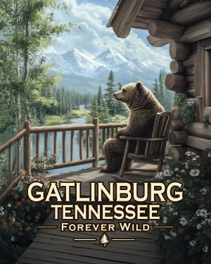 Gatlinburg Tennessee  - Forever Wild - Black Bear on Porchpng