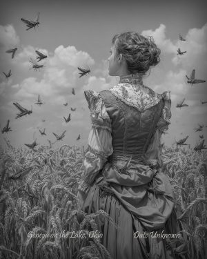 Geneva on the Lake, Ohio - Observing the Locus Swarm - Vintage Style Agriculture Cryptid Photo