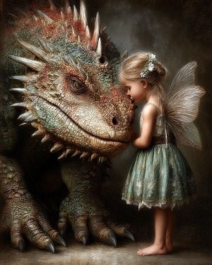Giving Her Dragon a Kiss - Fairy Art Print