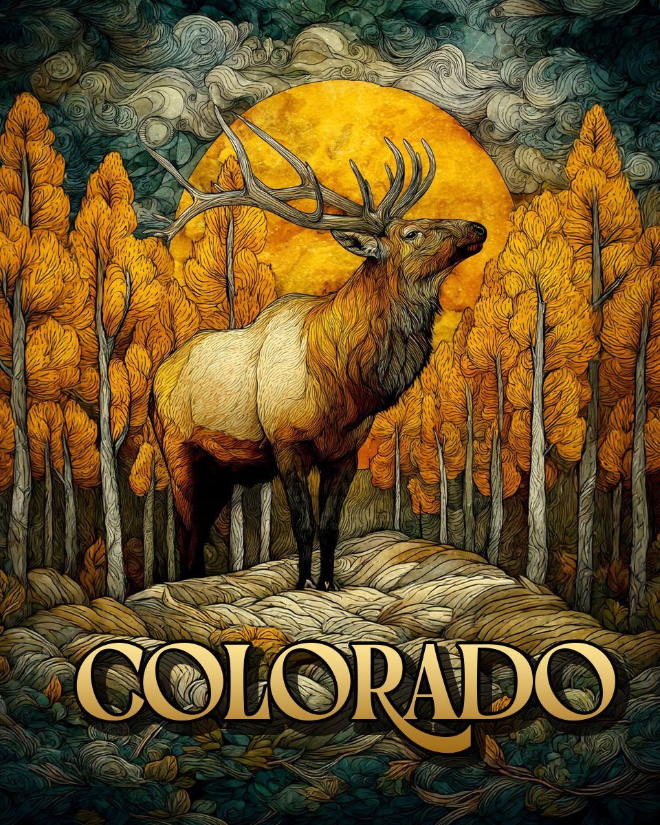 Golden Elk - Colorado Souvenir Art Print