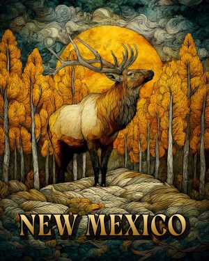 Golden Elk -  New Mexico Souvenir Art Print