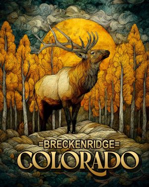 Golden Elk - Breckenridge, Colorado Souvenir Art Print