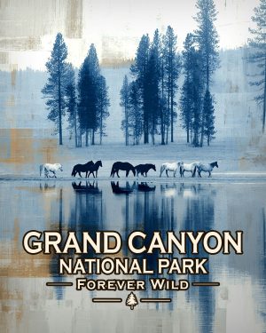 Grand Canyon National Park Arizona - Forever Wild Horse Herd Souvenir Art Print