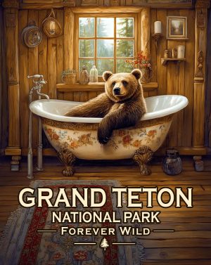Grand Teton National Park  - Forever Wild - Black Bear in Tub
