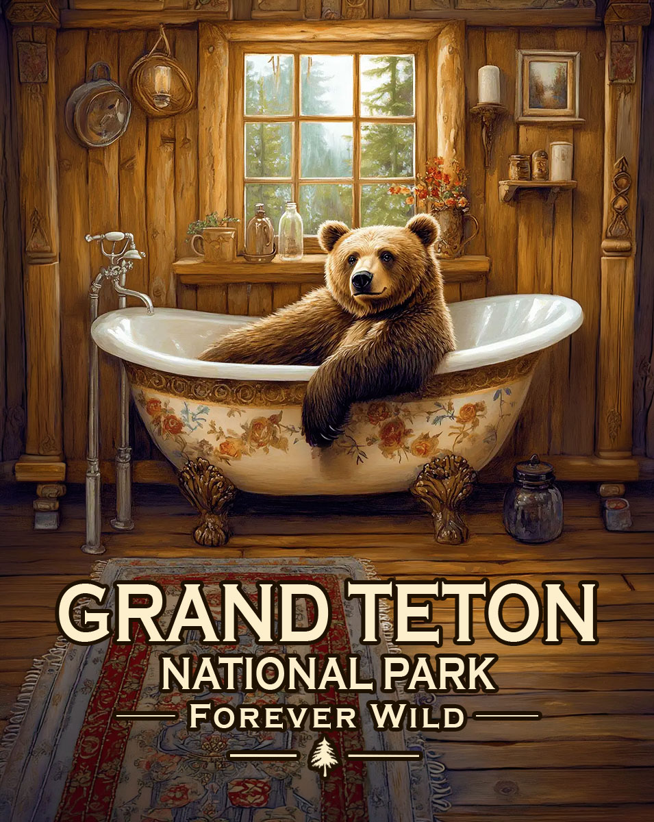 Grand Teton National Park - Forever Wild - Black Bear in Tub