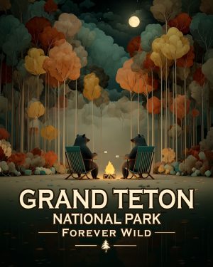 Grand Teton National Park  - Forever Wild - Black Bears Roasting Marshmallows