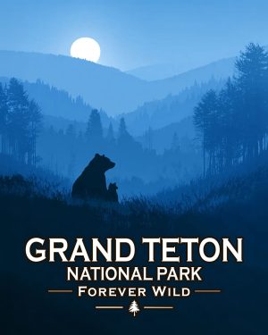 Grand Teton National Park  - Forever Wild - Mother Bear and Cub Enjoy the Evening