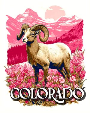 Graphic Bighorn Sheep Ram - Colorado Souvenir Art Print
