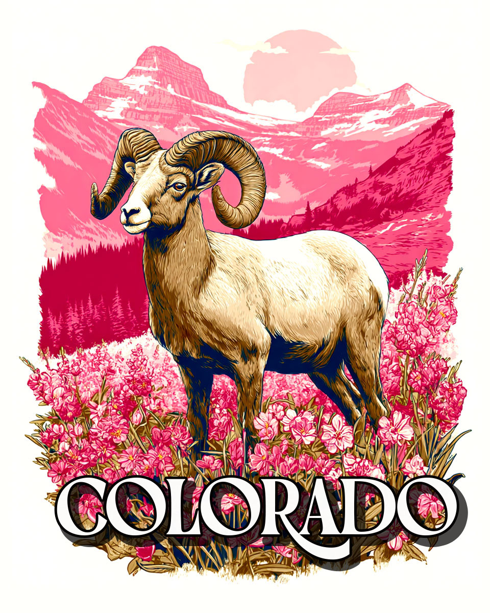 Graphic Bighorn Sheep Ram - Colorado Souvenir Art Print